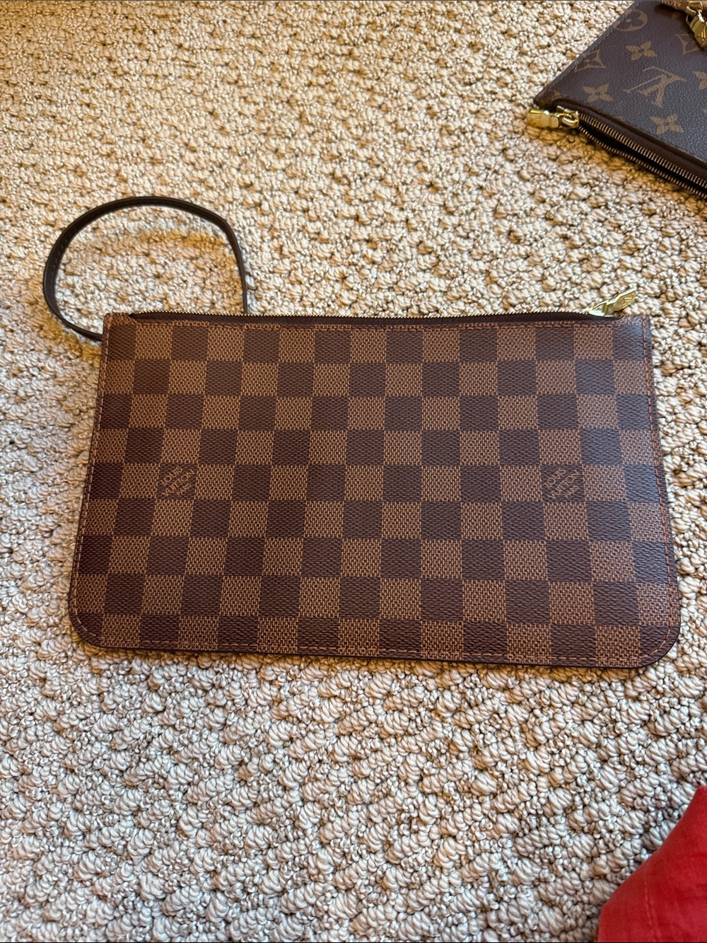 Louis Vuitton Brown Check Damier Wristlet Pouch